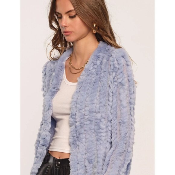 HEARTLOOM New Rosa Rabbit Fur Jacket in Harbor size Small - Picture 1 of 12